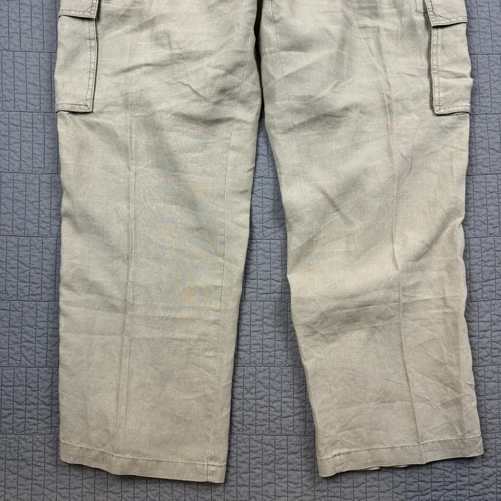 Caribbean Linen Pants Men's 38x30 (36x29) Tan Cargo Pocket Beach Summer‎ Preppy